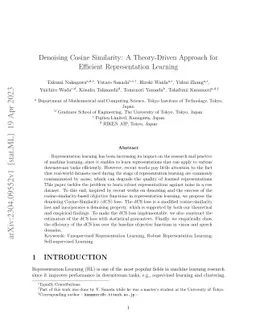 Denoising Cosine Similarity: A Theory-Driven Approach for Efficient
  Representation Learning