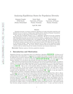Analysing Equilibrium States for Population Diversity