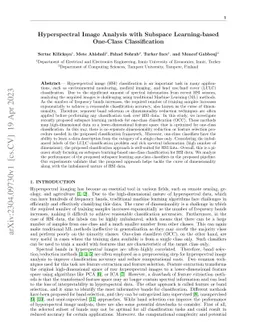 Hyperspectral Image Analysis with Subspace Learning-based One-Class
  Classification
