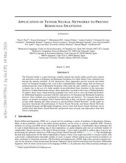 Application of Tensor Neural Networks to Pricing Bermudan Swaptions