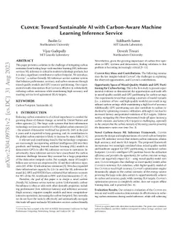 Clover: Toward Sustainable AI with Carbon-Aware Machine Learning
  Inference Service