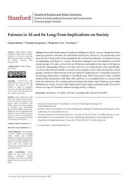Fairness in AI and Its Long-Term Implications on Society