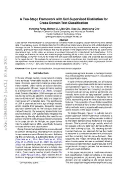 A Two-Stage Framework with Self-Supervised Distillation For Cross-Domain
  Text Classification