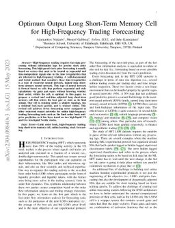 Optimum Output Long Short-Term Memory Cell for High-Frequency Trading
  Forecasting