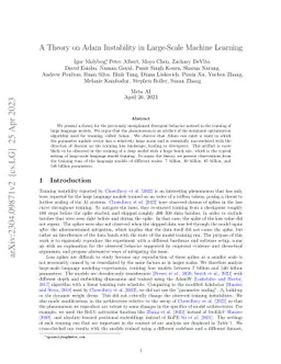 A Theory on Adam Instability in Large-Scale Machine Learning