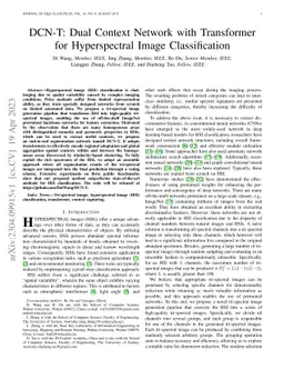 DCN-T: Dual Context Network with Transformer for Hyperspectral Image
  Classification