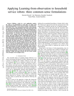 Applying Learning-from-observation to household service robots: three
  common-sense formulation