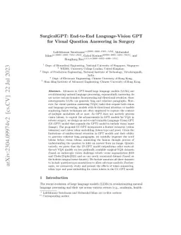 SurgicalGPT: End-to-End Language-Vision GPT for Visual Question
  Answering in Surgery