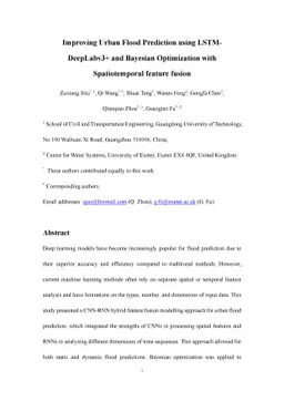 Improving Urban Flood Prediction using LSTM-DeepLabv3+ and Bayesian
  Optimization with Spatiotemporal feature fusion