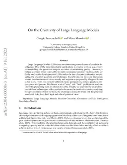 On the Creativity of Large Language Models