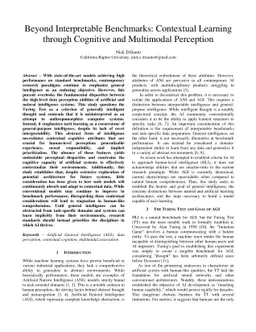 Beyond Interpretable Benchmarks: Contextual Learning through Cognitive
  and Multimodal Perception