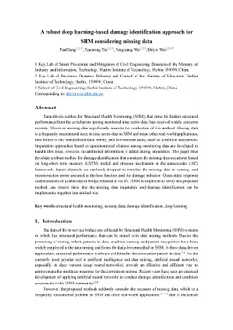 A robust deep learning-based damage identification approach for SHM
  considering missing data