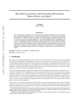 Machine Learning for Economics Research: When What and How?