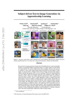 Subject-driven Text-to-Image Generation via Apprenticeship Learning