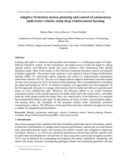 Adaptive formation motion planning and control of autonomous underwater
  vehicles using deep reinforcement learning