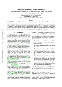 What Does the Indian Parliament Discuss? An Exploratory Analysis of the
  Question Hour in the Lok Sabha