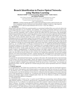 Branch Identification in Passive Optical Networks using Machine Learning