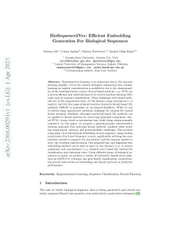 BioSequence2Vec: Efficient Embedding Generation For Biological Sequences