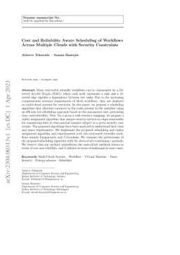 Cost and Reliability Aware Scheduling of Workflows Across Multiple
  Clouds with Security Constraints