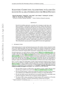 Scientific Computing Algorithms to Learn Enhanced Scalable Surrogates
  for Mesh Physics