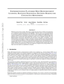 Experimentation Platforms Meet Reinforcement Learning: Bayesian
  Sequential Decision-Making for Continuous Monitoring