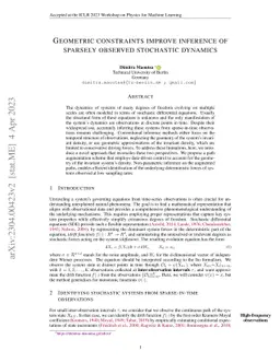 Geometric constraints improve inference of sparsely observed stochastic
  dynamics