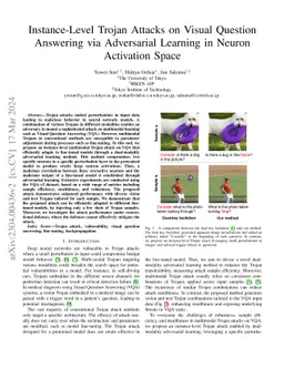 Instance-Level Trojan Attacks on Visual Question Answering via
  Adversarial Learning in Neuron Activation Space
