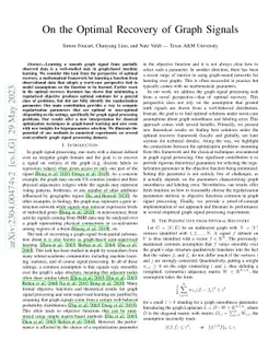On the Optimal Recovery of Graph Signals