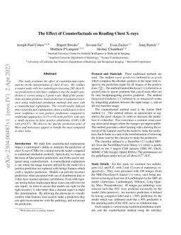 The Effect of Counterfactuals on Reading Chest X-rays