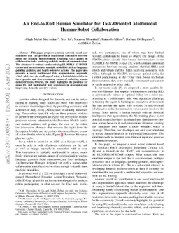 An End-to-End Human Simulator for Task-Oriented Multimodal Human-Robot
  Collaboration