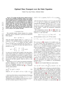 Optimal Mass Transport over the Euler Equation