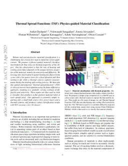 Thermal Spread Functions (TSF): Physics-guided Material Classification