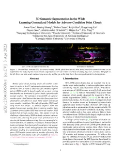 3D Semantic Segmentation in the Wild: Learning Generalized Models for
  Adverse-Condition Point Clouds