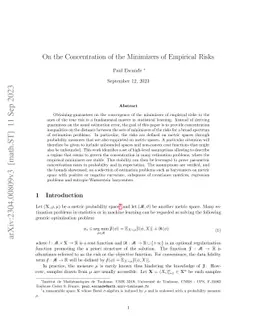 On the Concentration of the Minimizers of Empirical Risks