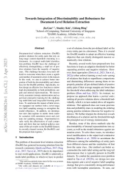 Towards Integration of Discriminability and Robustness for
  Document-Level Relation Extraction