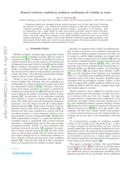 Musical creativity enabled by nonlinear oscillations of a bubble in
  water