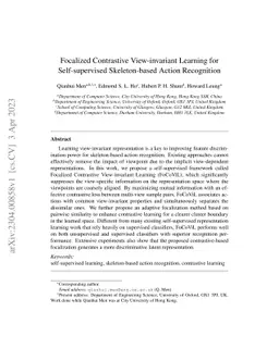 Focalized Contrastive View-invariant Learning for Self-supervised
  Skeleton-based Action Recognition