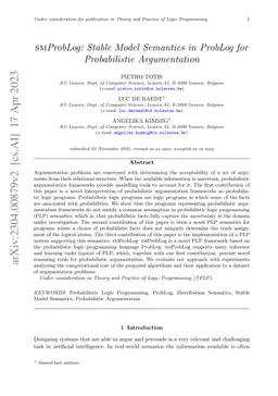 smProbLog: Stable Model Semantics in ProbLog for Probabilistic
  Argumentation