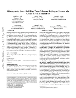 Dialog-to-Actions: Building Task-Oriented Dialogue System via
  Action-Level Generation