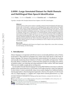 LAHM : Large Annotated Dataset for Multi-Domain and Multilingual Hate
  Speech Identification