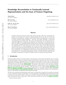 Knowledge Accumulation in Continually Learned Representations and the
  Issue of Feature Forgetting