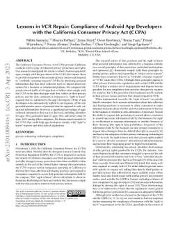 Lessons in VCR Repair: Compliance of Android App Developers with the
  California Consumer Privacy Act (CCPA)