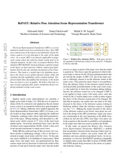 RePAST: Relative Pose Attention Scene Representation Transformer