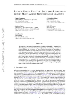 Reduce, Reuse, Recycle: Selective Reincarnation in Multi-Agent
  Reinforcement Learning