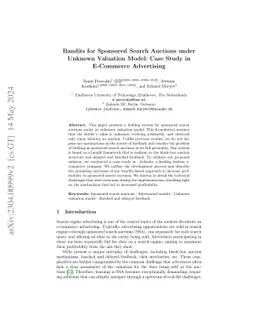 Bandits for Sponsored Search Auctions under Unknown Valuation Model:
  Case Study in E-Commerce Advertising