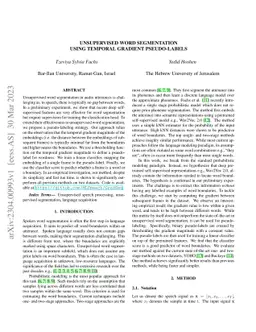 Unsupervised Word Segmentation Using Temporal Gradient Pseudo-Labels