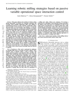 Learning robotic milling strategies based on passive variable
  operational space interaction control