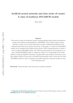 Artificial neural networks and time series of counts: A class of
  nonlinear INGARCH models