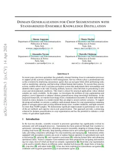 Domain Generalization for Crop Segmentation with Standardized Ensemble
  Knowledge Distillation