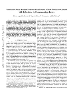 Prediction-Based Leader-Follower Rendezvous Model Predictive Control
  with Robustness to Communication Losses